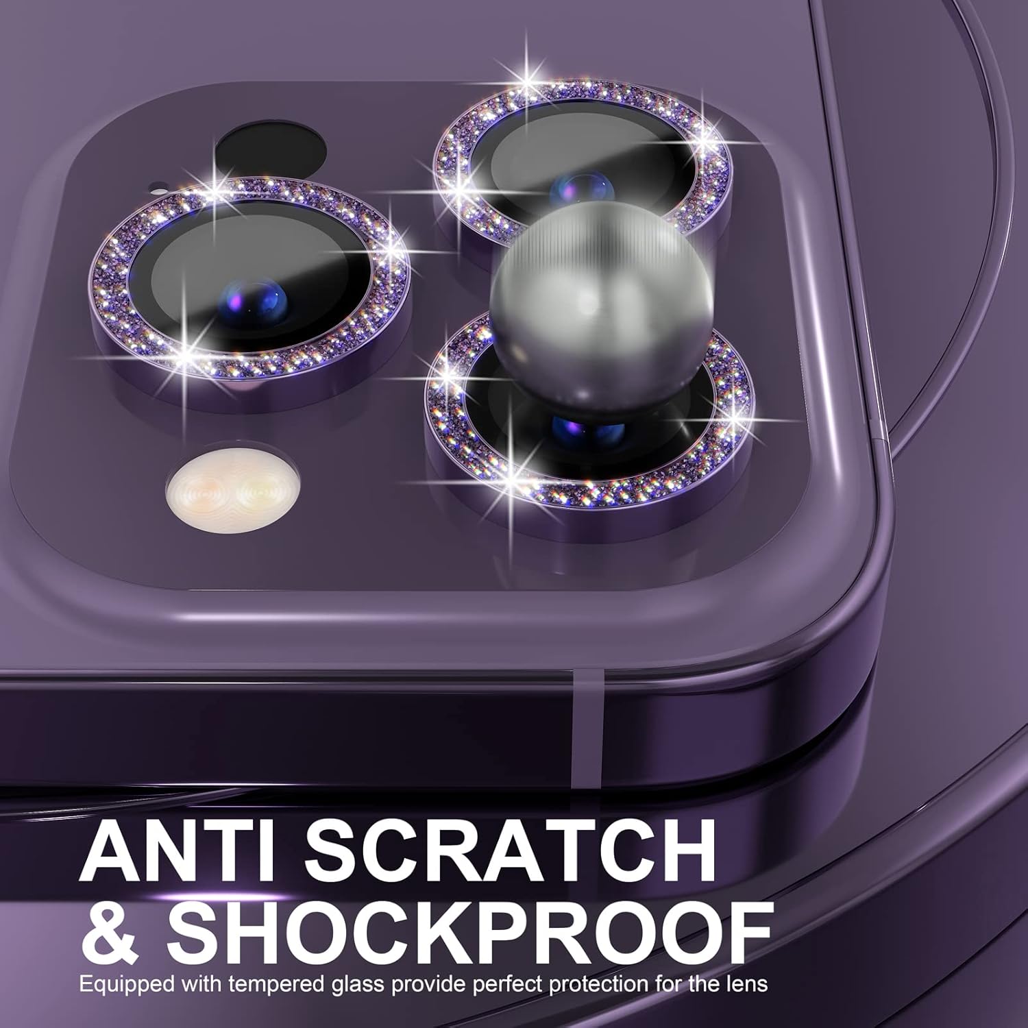 1Set Bling Glitter Purple Came - Tempered Glass Screen 9H avaliação e preço